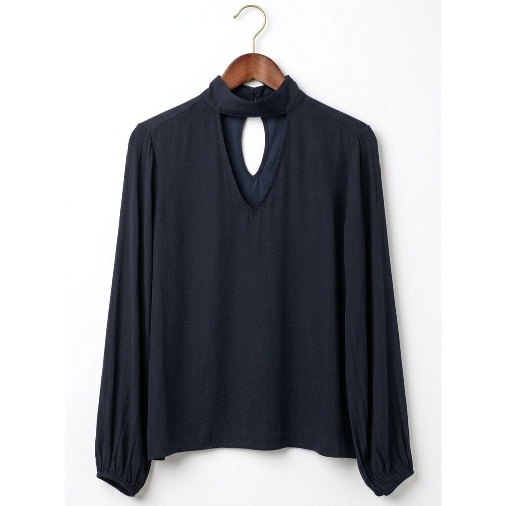 NWT Thalia Sodi Black Choker Top Size M Long Sleeves Fall Dinner Party Casual